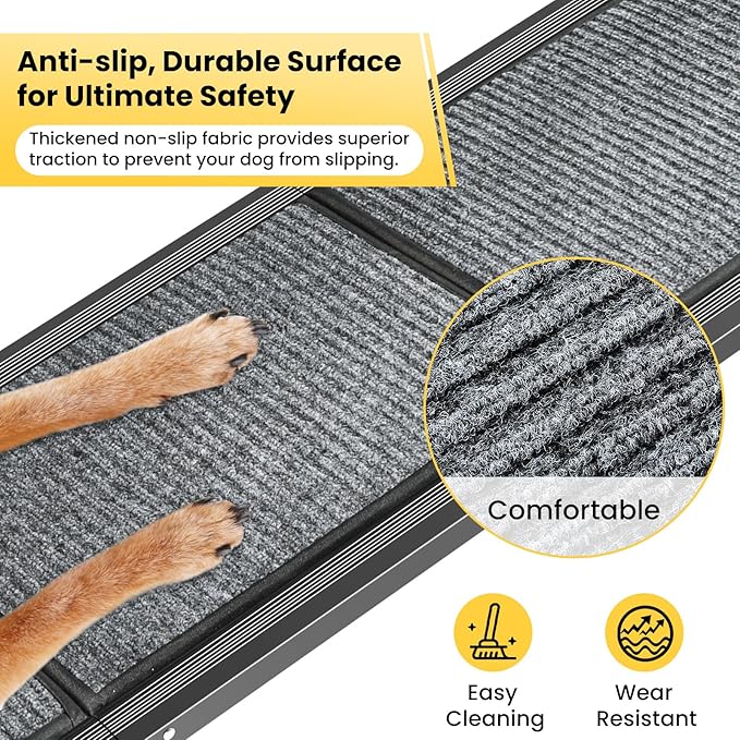 Dog Ramp for Car, 67''x 17.3'' Extra Long Folding Dog Ramp with Non-Slip Rug Surface, Portable Dog Car Ramp for Truck, Outdoor Pet ramp for Large Dogs up to 250LBS