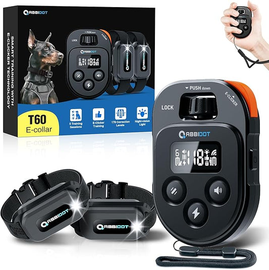 ABBIDOT Dog Shock Collar, 4500FT Dog Training Collar with Remote，IPX7 Waterproof Rating，6 Training Modes (Beep, Vibration, Safe Shock), Enhanced Night Light, Rechargeable E-Collar for Dogs 10-130 lbs