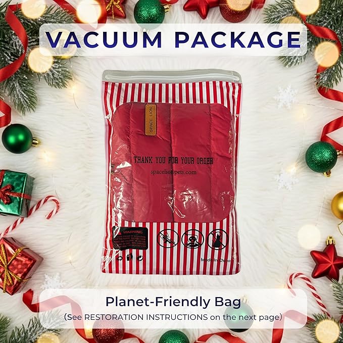 SPACE LION Dog Puffer Jacket, Down Winter Coat, Durable Outdoor Coat for Cold and Windy Conditions, Lightweight & Adjustable Fit Coats for Small & Medium Dogs, (Red, Size12/M)