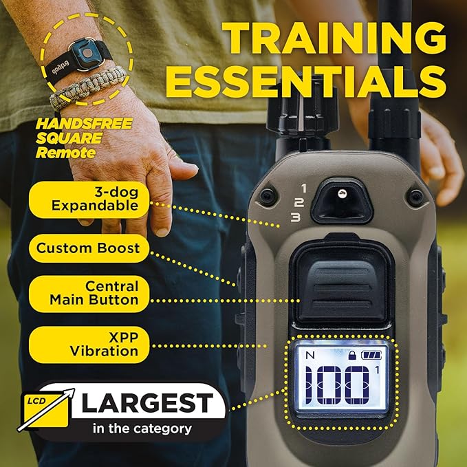 Dogtra 1900X Handsfree E-Collar for Dog Training - 3/4 Mile Range, for Dogs 45 lbs+, Waterproof, 100 Stimulation Levels, Vibration, Tone, Rechargeable - Hands-Free Remote for Dog Owners and Trainers