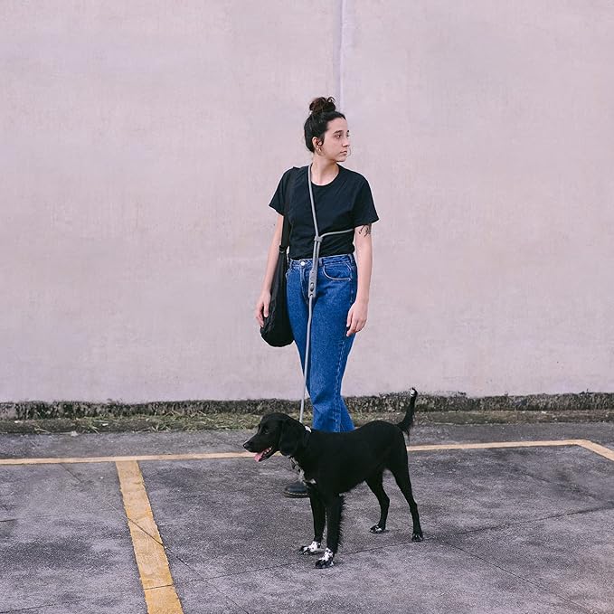 Titanium Grey 4-in-1 Hands-Free Dog Leash – Adjustable for Crossbody, Waist, Long Leash, or Tether Use – Stylish, Lightweight, and Comfortable for Everyday Walks