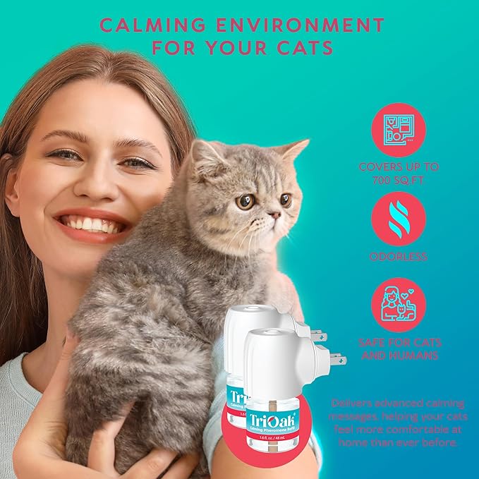Cat Pheromones Calming Diffuser: Premium Cat Calming Diffuser - Cat Pheromone Diffuser - Pheromone Diffuser to Calm Cats - Cute Shape Feline Pheromone Diffuser, 2Pack (Mint)