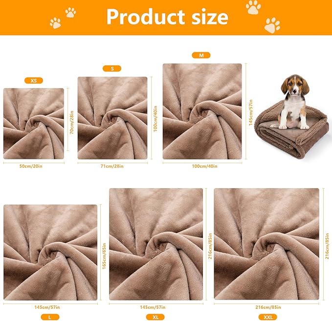 Waterproof Big Browm Dog Blanket for Bed Cover Reversible Pet Puppy Fluffy Jacquard Blankets Leakproof Mats for Sofa Couch Cover Washable-Camel,XXL