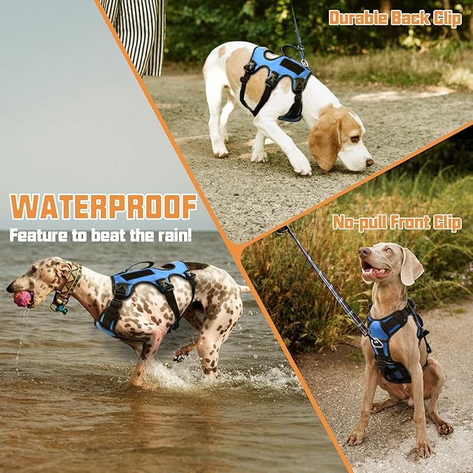 AUROTH Dog Harness - Escape Proof, No Pull, Soft Padded Reflective Adjustable Dog Vest with Lift Handle - Medium Size