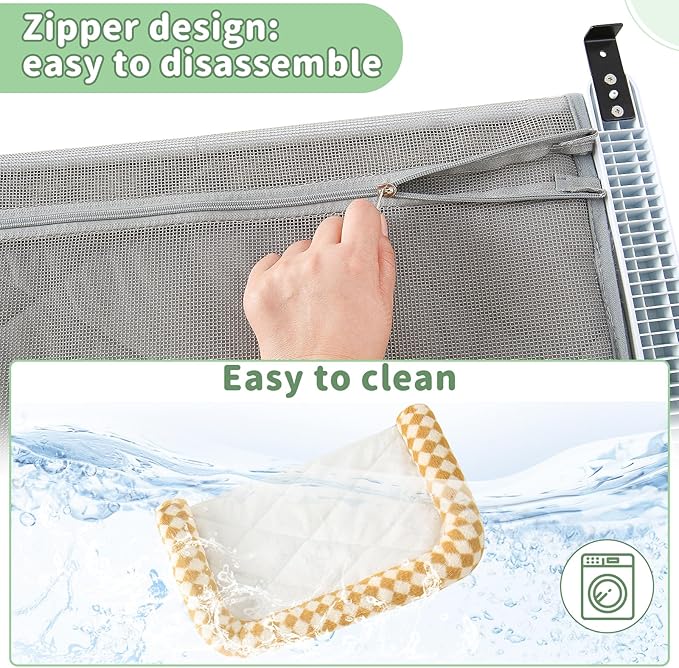 Sunhoo Cat Window Perch Hammock Sturdy Windowsill Bed Seat for Large Cats No Drilling No Suction Adjustable Kitty Shelf with Washable Cover Easy Assembly Holds up to 40 lbs 22.05 * 15 in (Brown, S)