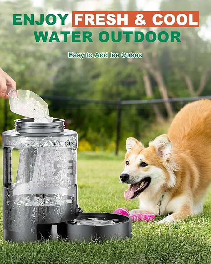 Dog Water Bottle Portable Bowls - 95oz Large Travel Water Bowl Dispenser for Dogs, Pet Camping Beach Essentials Traveling Car Park Accessories, Leak Proof Pet Drinking Dispenser for On The Go, Black