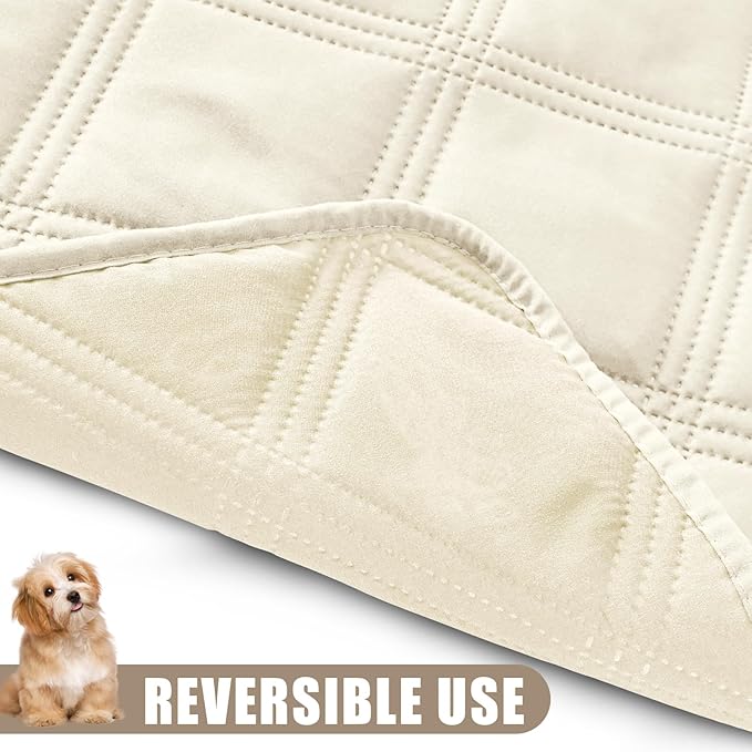 Smiry Waterproof Dog Bed Cover Blanket 68x82, Soft Reversible Pet Blanket, Washable Leakproof Cats Dogs Couch Cover for Sofa, Couch, Furniture, Lattice, Beige/Beige