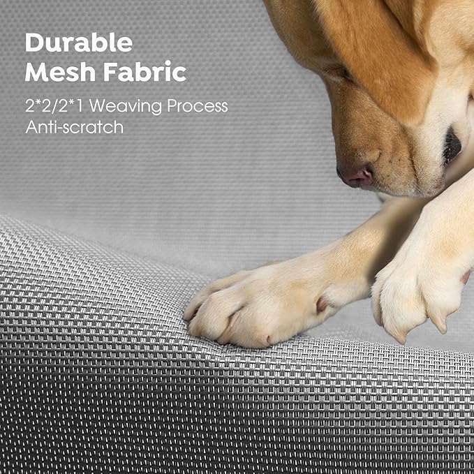 Veehoo XL Outdoor Elevated Dog Bed, Raised Dog Cot for Extra Large Dogs, Cooling Washable Waterproof Pet Hammock Beds with Slope Headrest, Breathable Mesh and Sturdy Frame, X-Large, Grey, CWC2204