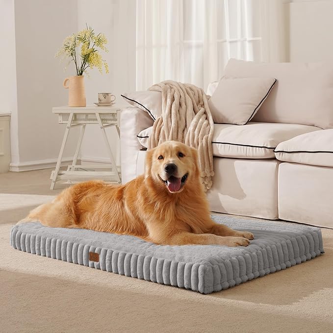 Orthopedic Dog Bed for Large Dog, Waterproof Pet Bed,Non-Slip Bottom and Egg-Crate Foam with Removable Washable Cover Crate Bed,Grey,36"x27"x3"