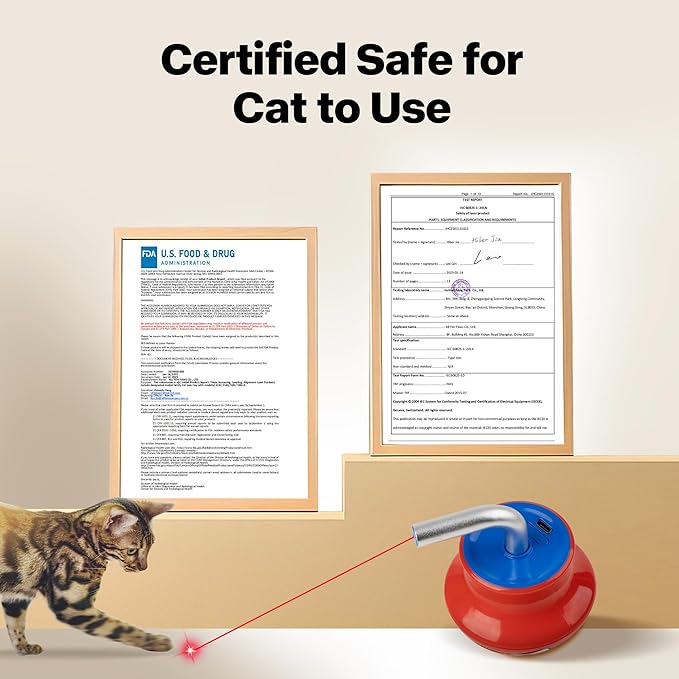 Pet Prime Cat Laser Pointer Toy for Indoor Cats Automatic 360° Random Rotation Cat Laser Toy Rechargeable Interactive Cat Toy for Bored Indoor