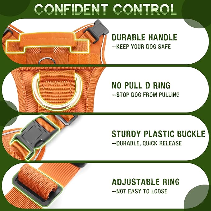 WINSEE Mesh Dog Harness with 10 Pet Patches for Small Service Dog in Training, Breathable Tactical Molle Vest with Double Handle, Reflective Military Pet Vest for Walking Hiking