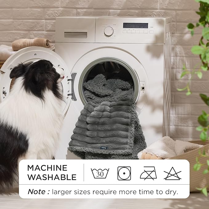 Bedsure Waterproof Dog Blankets for Small Dogs - Soft Puppy Cat Blanket Corduroy Fleece Washable, Cozy Calming Reversible Furniture Protection for Pet Kitten Doggy,25"x35", Warm Grey
