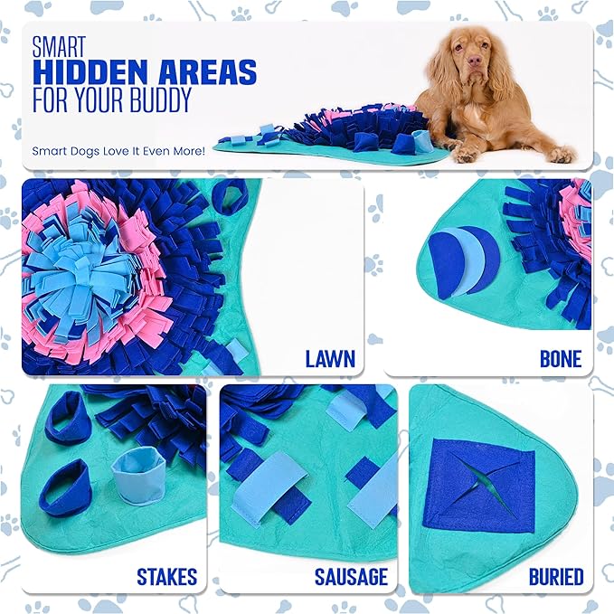 PET ARENA Snuffle Mat for Dogs Large Breed, Cats - 25" x 25’’ Enrichment Toys for Large Snuffle Mat Dogs Encourages Natural Foraging Skills and Stress Relief for Size Small/Medium/Large Dog