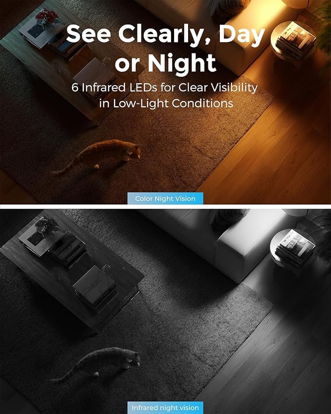 Devo Indoor Smart Cameras for Home Security 2K, 360 Pan-Tilt Human Pet Dog Baby Monitor Camera with Phone App, WiFi Home Camera Motion Detection, Color Night Vision 2-Way Audio, 256GB SD Card & Cloud