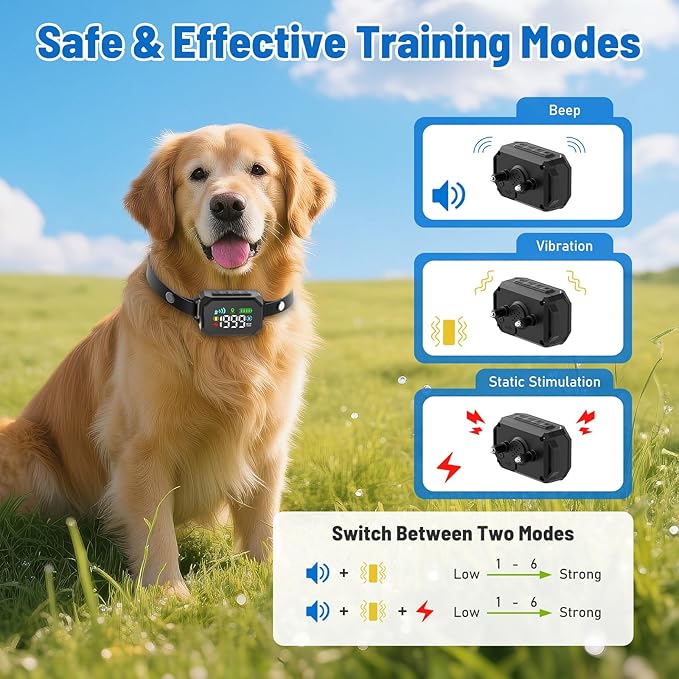 GPS Wireless Dog Fence, Electric Fence for Dogs, Perimeter Collar Fence System, Radius 33-1999 Yards, IPX7 Waterproof, Beep Vibration Shock Correction, for Pets Over 18 Lbs