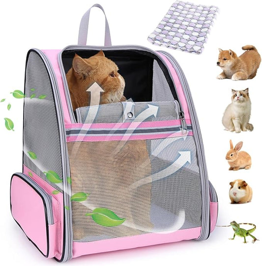 Lollimeow Cat Backpack Carrier, Ideal for Small Animals & Puppies, Airline Approved,Safe for Travel, Hiking, Vet Transport & Outdoor Use Fully Ventilated Design for Ultimate Comfort On-The-Go