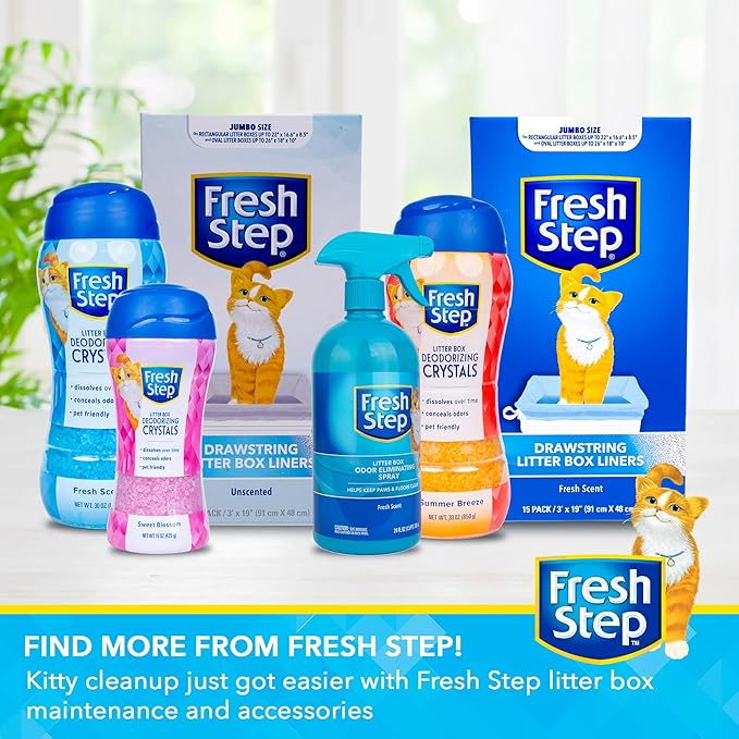 Fresh Step Cat Litter Crystals in Fresh Scent - Cat Litter Box Deodorizer - Combats Odors and Neutralizes Smells to Keep Your Home Clean, 30 Ounce