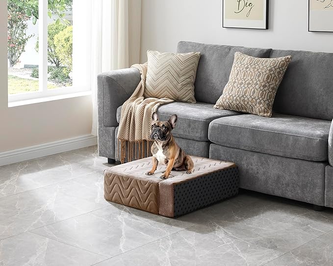 Dog Stairs for Bed, Dog Steps for High Bed, Pet Steps for Small Dogs and Cats, Non-Slip Balanced Pet Ramp Indoor (Brown, 18.2" H x 15" W x 24" L, 4)