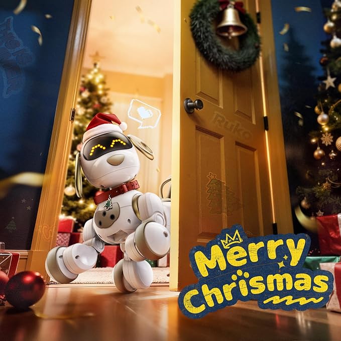 Ruko 18011 Smart Robot Dog, Interactive Puppy with 30 LED Expressions, 20 Actions & 50 Programmable Commands, Voice & Touch Control, Toy for Kids Age 3+