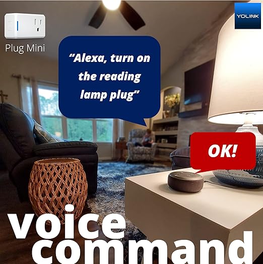 YoLink Mini Plug, 1/4 Mile World's Longest Range Smart Home Plug Mini Outlet Compatible with Alexa Google Assistant IFTTT App Remote Control Home Appliances from Anywhere- YoLink Hub Required