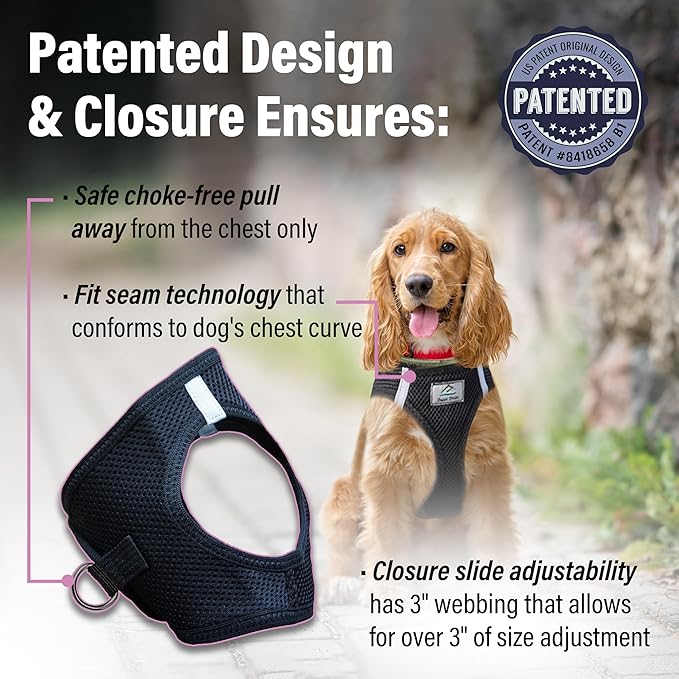 Doggie Design Dog Harness - No Choke Dog Harness, Dog Vest, Mesh Polyester, Pet Harness, Simple Step in and Go Design, Harness for Dog - Black, L