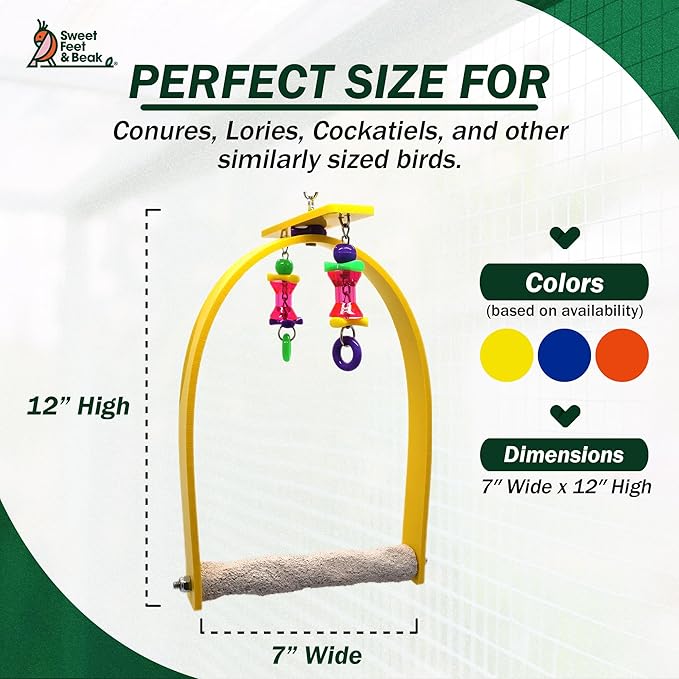 Sweet Feet and Beak Small Whirly Bird - Perfect Cage Toy Stimulates Visual and Physical Activity - Safe, Non-Toxic, Cage Accessories for Small Birds
