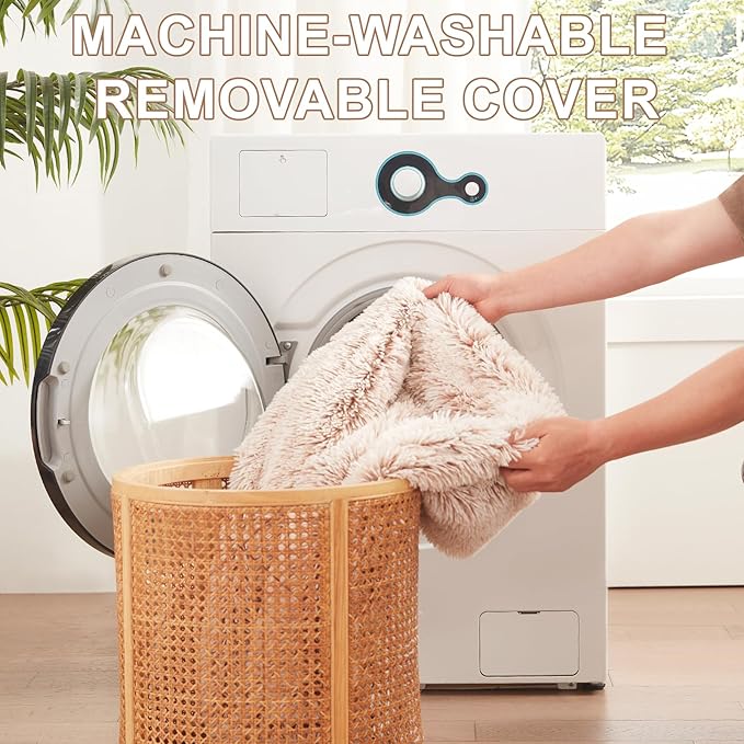 36 inches Donut Dog Bed for Large Dogs -Calming Fluffy Round Pet Bed with Removable & Washable Cover,Fits up to 80 lbs Pets (Brown,Large)