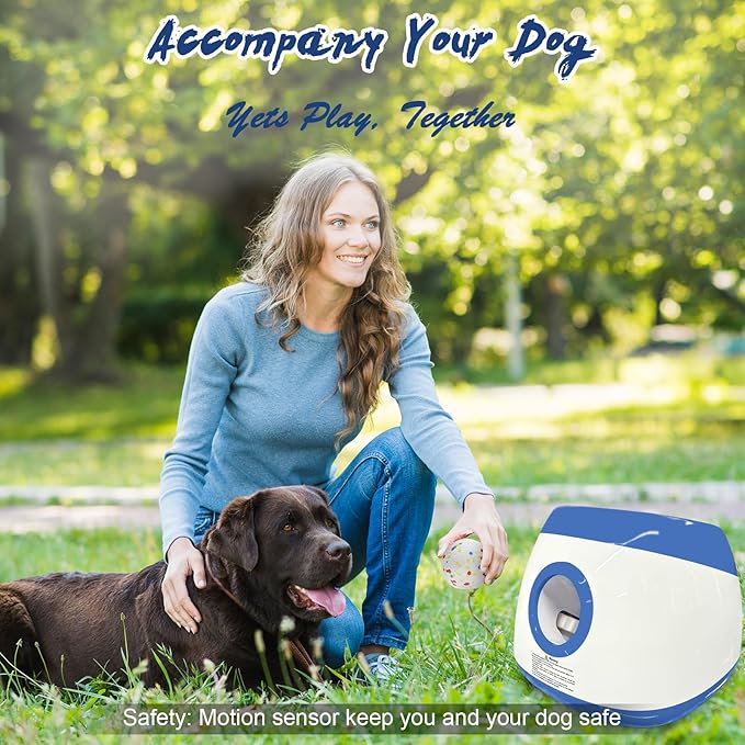 SOCO Automatic Ball Launcher for Dogs Large- 3 Distance Settings (40/60/80FT) w/Remote Control | 2.5" ETPU Tennis Balls | Indoor/Outdoor Dog Toy | 6 Balls & Quick Charge Included