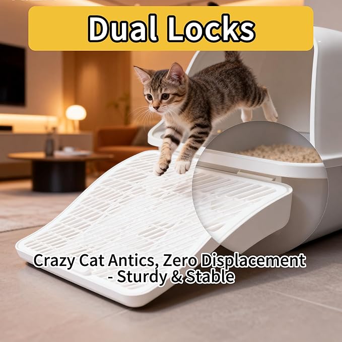 Cat Litter Box Step Ramp, Large Height Adjustable Litter Catcher, Non-Slip Trapping Mat for Kitty, Washable Design for Easy Cleaning, Ideal for Small & Elderly Cats 13.8''×17.3''