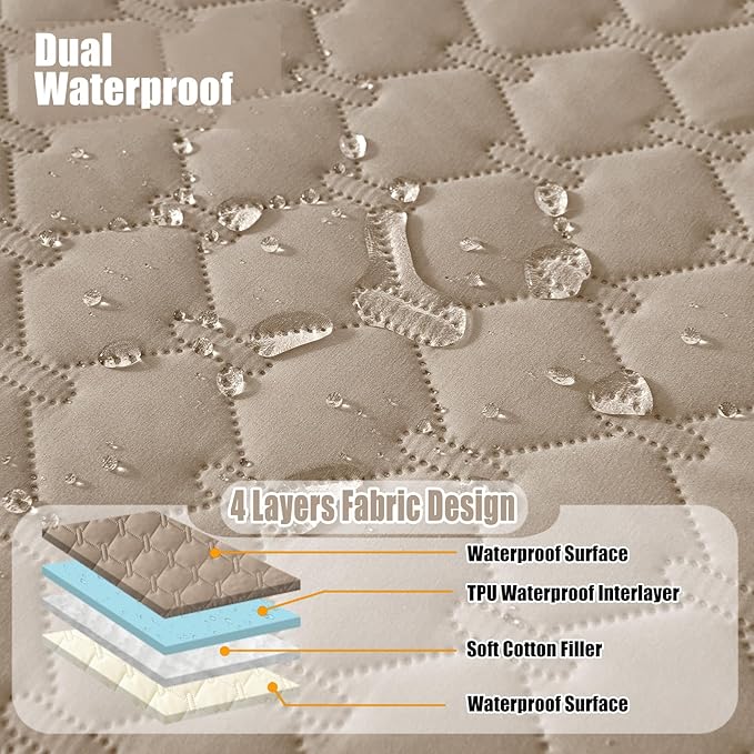 Smiry Waterproof Dog Bed Cover Blanket, Soft Reversible Pet Blanket, Washable Leakproof Cats Dogs Couch Cover for Sofa, Couch, Furniture, Plaid (82x82 Inch, Taupe/Beige)