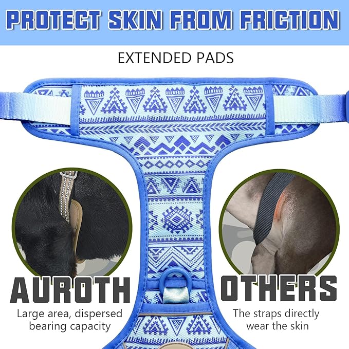AUROTH Tactical Dog Harness for Large Dogs No Pull Adjustable Pet Harness Reflective K16 Working Training Easy Control Pet Vest Military Service Dog Harnesses