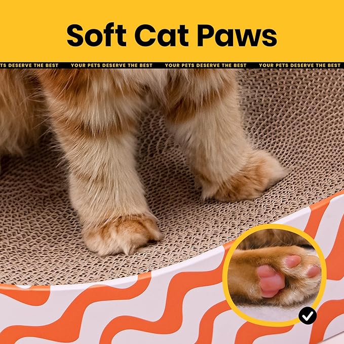 Cat Scratcher Cardboard,2 in 1 Oval Cat Scratch Pad Bowl for Indoor Kitty Grinding Claw,Round Kittens Scratching Board Corrugated Lounge Pet Beds&Furniture Protector for Couch&Carpets&Sofas