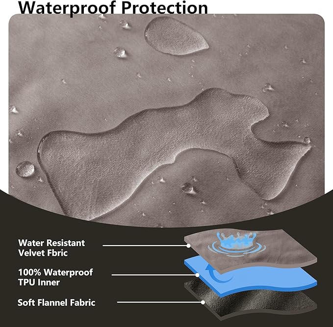 Waterproof Blanket for Bed, Leak Proof Dog Couch Blankets Reversible, Pet Throw Sofa Furniture Protector Machine Washable-82 x120,Light Brown+Dark Brown