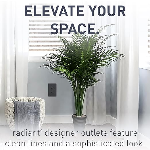 Legrand radiant 885BKCC12 15 Amp Decorator Duplex Outlet, Side Wire or Push Wire, Black (1 Count)