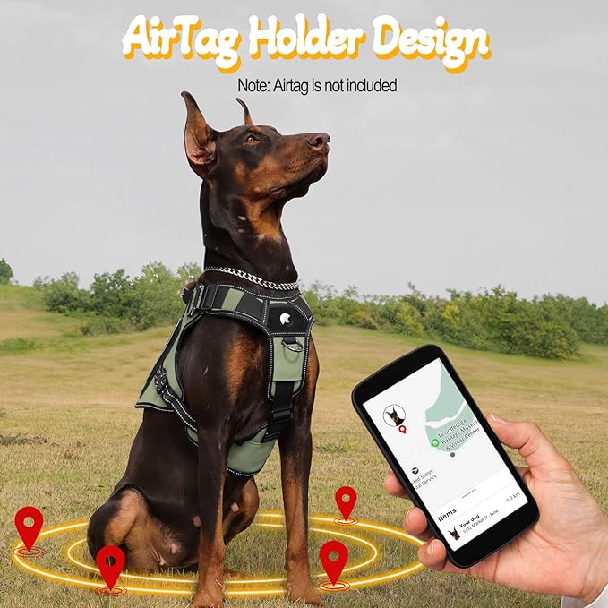 Service Dog Vest - HEYCAHVA Tactical Dog Harness Full Metal Buckles for Large Medium Dog Reflective No Pull Harnesses Vest with Leather Handle, Hook & Loop for Hiking Training(Green, XL)