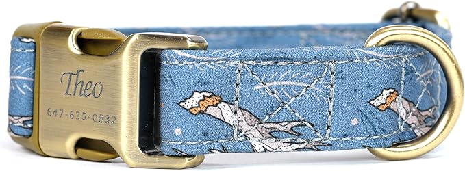 Personalized Dog Collar with Name and Phone Number Engraved,Adjustable Custom Puppy Collar,Organic Cotton Pet Collar for Small Medium Large Boy Girl Dogs