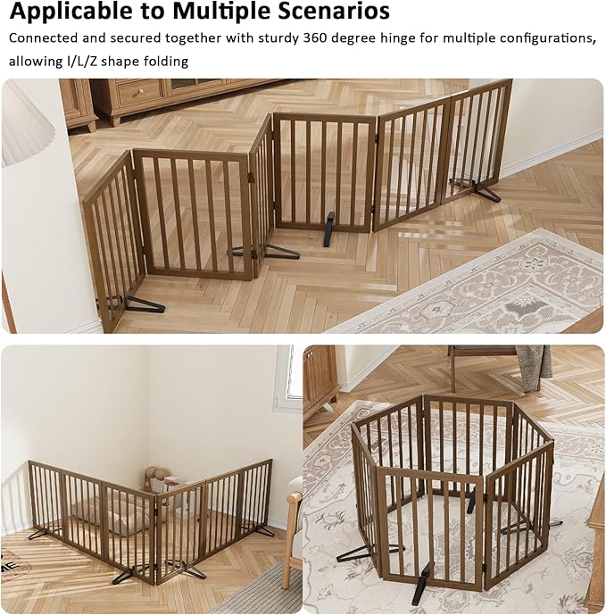 Dog Gate for Stairs,Foldable Dog Gate for Indoor Doorways House,Freestanding Pet Gates for Dogs,Doogie Puppy Fence Gate