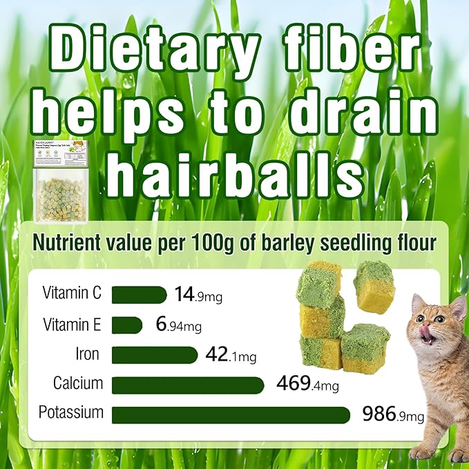 HavenJanny Freezed-Dried Cat Grass Treats, Catgrass Egg Yolk Duo Bites, Cat Dental Treats for Hairball Control and Healthy Coat, Cats Teething Stick (60g, EggYolk)