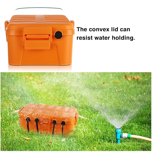 Flemoon Large Outdoor Electrical Box, IP54 Waterproof Outdoor Extension Cord Cover Weatherproof, Protect Outlet, Plug, Socket, Timer, Power Strip, Holiday Light Decoration, Orange