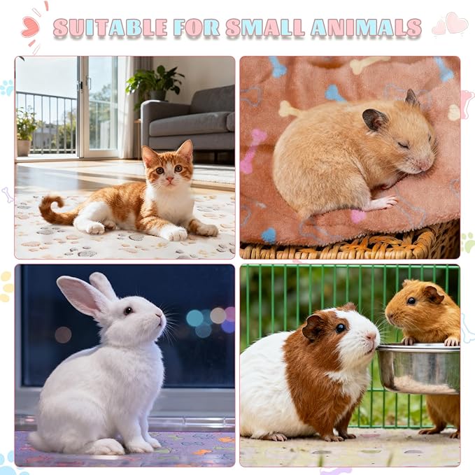 8 Pack Guinea Pig Cage Liner, Washable Guinea Pig Fleece Blankets Beding Accessories, Flannel Throw Warm Sleep Mat, Pet Pee Pads for Small Animal Hamster Rabbit Puppy Cat (Light Color, 30x20 Inch)