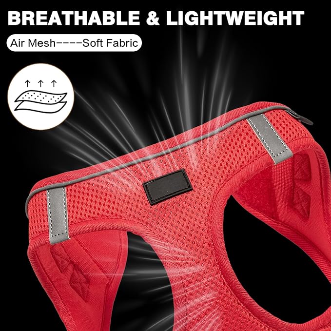 Dog Harness and Leash Set, No Pull Mesh Puppy Harness for Small Medium Sized Dogs, Pet Vest for Walking Running Training, Double D-Rings Reflective Strip