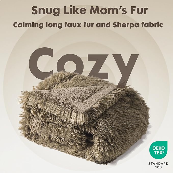 gogobunny Waterproof Dog Blanket for Large Dogs, Cats, Puppy, Reversible Faux Fur Pet Throw Blanket, Washable, Calming Furniture Protection for Sofa Bed (50x60 Inch (Pack of 1), Stone)