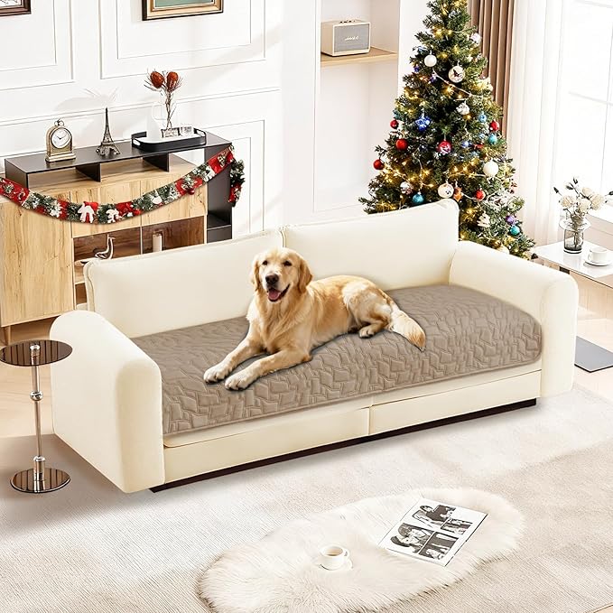 Waterproof Couch Covers for Pets, Waterproof Dog Bed Cover, Anti-Slip Soft Dog Blankets, Couch Cover for Dogs Washable, Pet Blanket for Puppy Large Dogs Cat (30x53 Inch, Khaki)