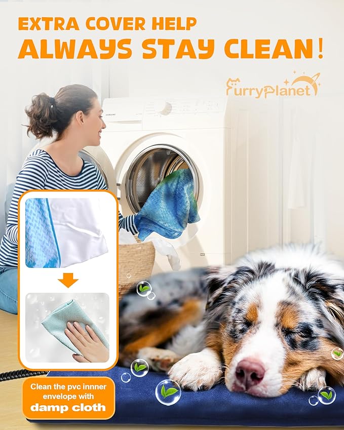 Upgrade Dog Heating Pad with 2 Covers&840D Storage Bag,Adjustable Temperature Electric Pet Heating Pad with Timer,Waterproof Large Heated Bed Mat with Chew-Proof Cord,L