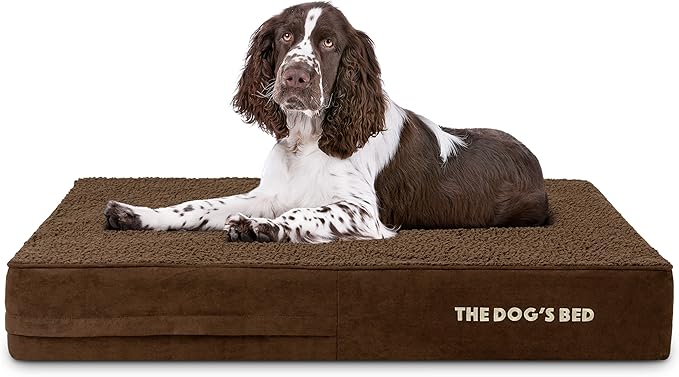 The Dog’s Bed Orthopedic Memory Foam Dog Bed, Large Brown Plush, Pain Relief for Arthritis, Hip & Elbow Dysplasia, Post Surgery, Lameness, Supportive, Calming, Waterproof Washable Cover