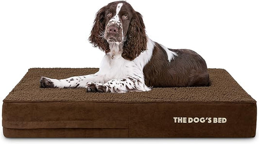 The Dog’s Bed Orthopedic Memory Foam Dog Bed, Large Brown Plush, Pain Relief for Arthritis, Hip & Elbow Dysplasia, Post Surgery, Lameness, Supportive, Calming, Waterproof Washable Cover