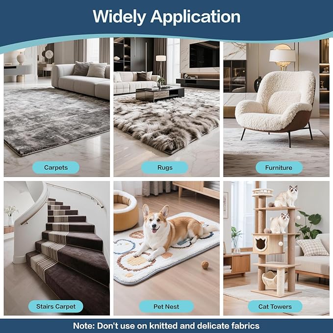 3 in 1 Carpet Rake for Pet Hair Removal, Reusable Pet Hair Remover Broom with 54" Adjustable Long Handle, Dog Cat Carpet Scraper Brush Tool Kit for Cleaning, Dog Fur Broom for Rugs, Mats, Couch