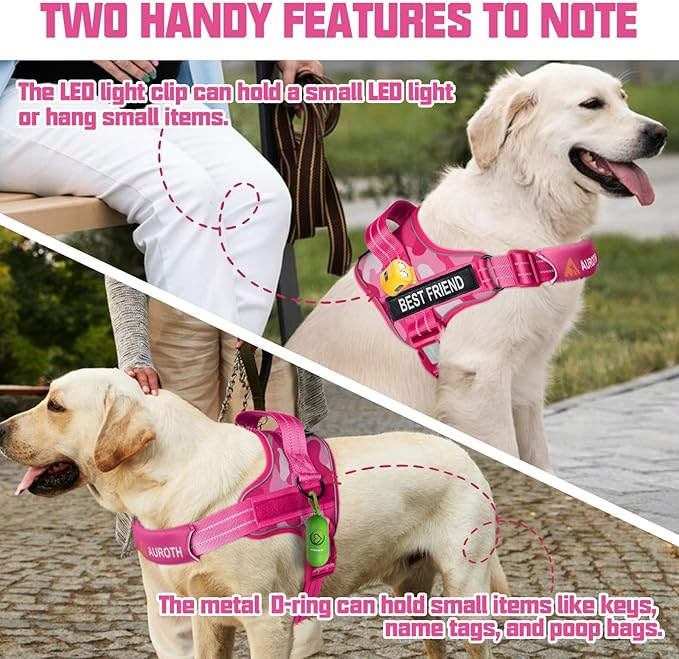 AUROTH Dog Harness and Leash Set, Soft Padded No Pull Dog Harness with 5.25FT Dog Leash, No Choke, Easy On Pet Vest, Adjustable Reflective Dog Vest Small Sized Dog, Easy Walking and Training