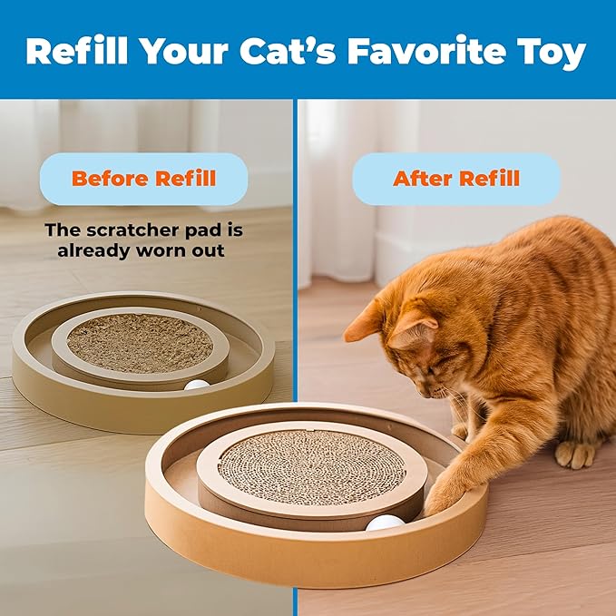 Best Pet Supplies Catify Cat Scratcher, Fun Interactive Scratchers, Posts, Poles, Claw Safe, Furniture Saver Indoor Play Support Natural Cat Behaviors Heavy Duty - 3 Pack Round