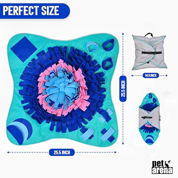 PET ARENA Snuffle Mat for Dogs Large Breed, Cats - 25" x 25’’ Enrichment Toys for Large Snuffle Mat Dogs Encourages Natural Foraging Skills and Stress Relief for Size Small/Medium/Large Dog